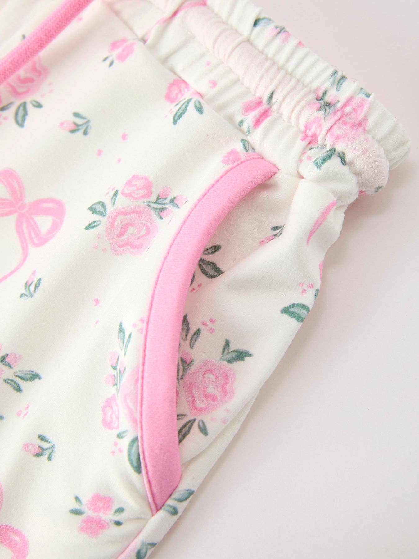 Rose Bow Girl Short Set Scallop
