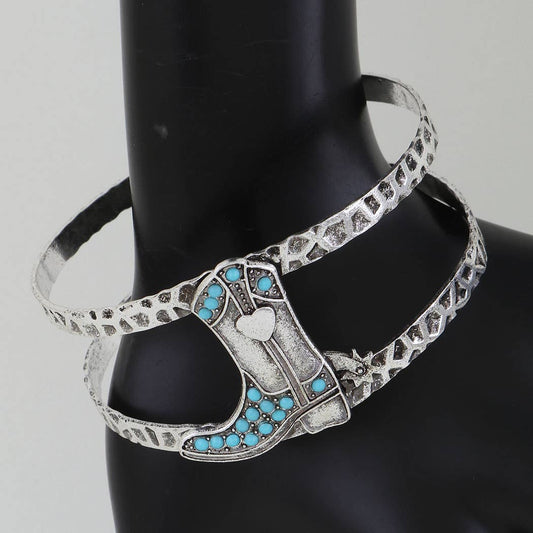 Cowgirl Boot Open Cuff Bracelet