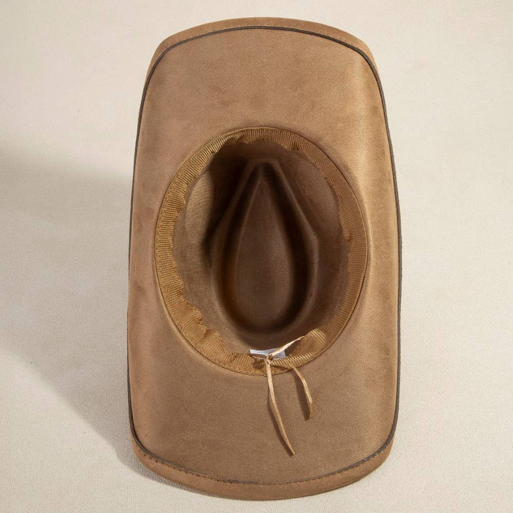 Western Bull Head Concho Accent Leather Strap Suede Cowboy
