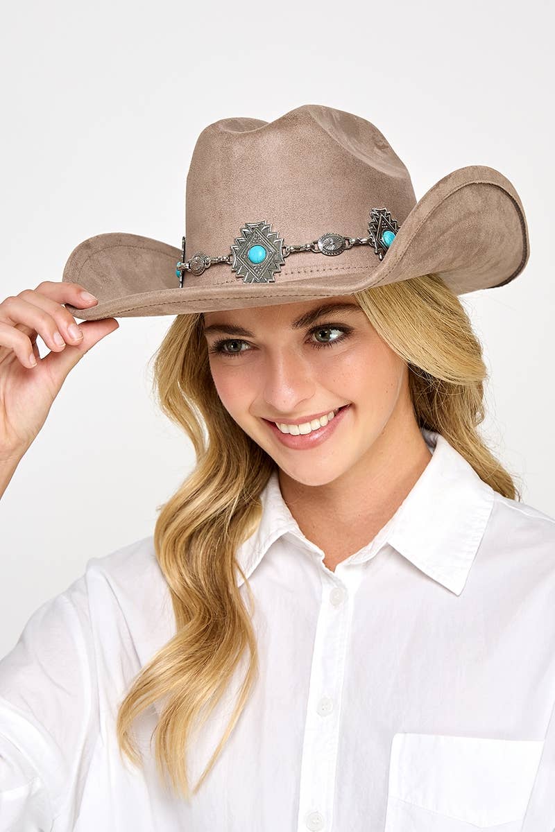 Turquoise Stud Concho Belt Western Cowboy Hat