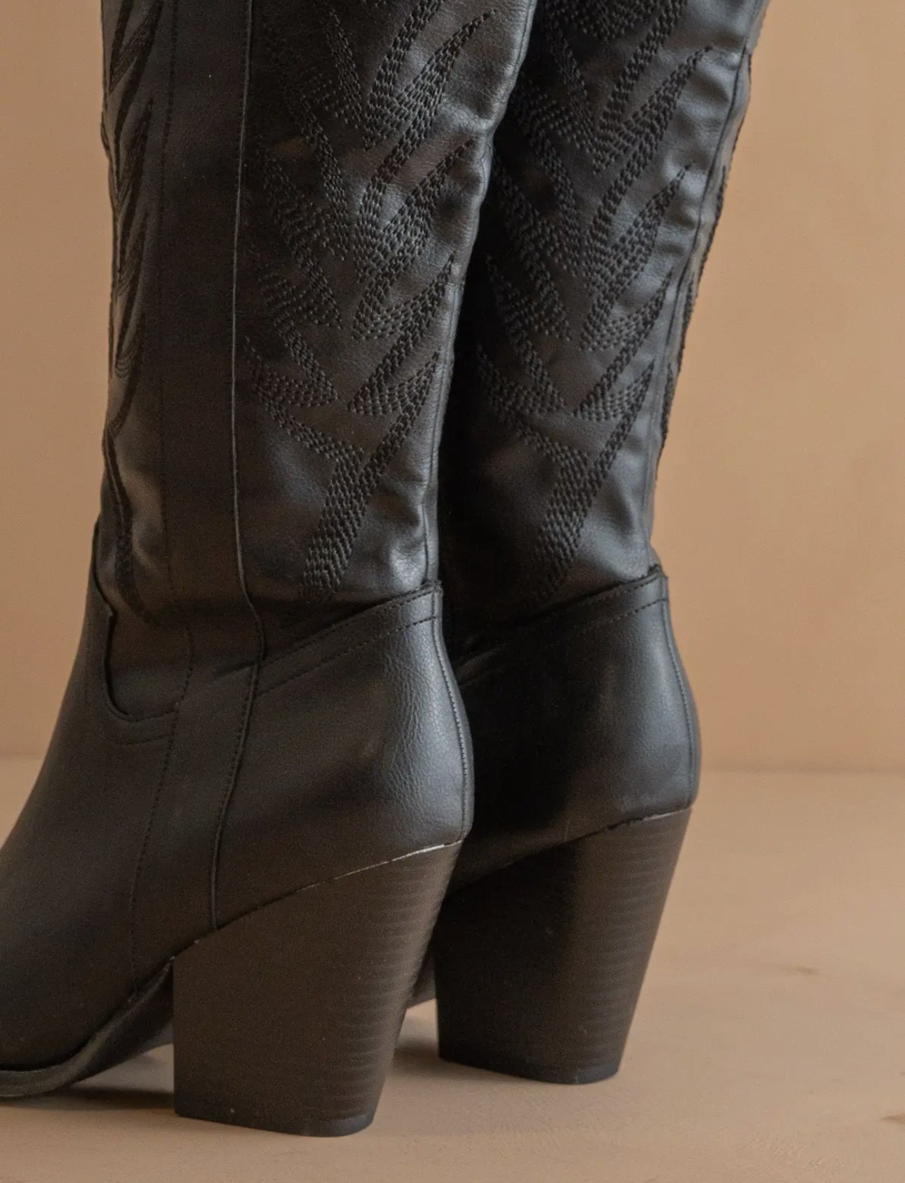 The Bronco Almond, black and  off white | Knee High Cowboy
Western Boots