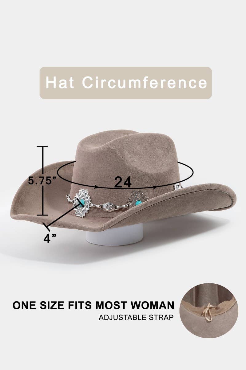 Turquoise Stud Concho Belt Western Cowboy Hat