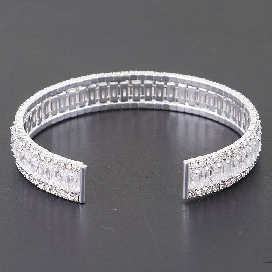Wide Cubic Zirconia Cuff Bracelet