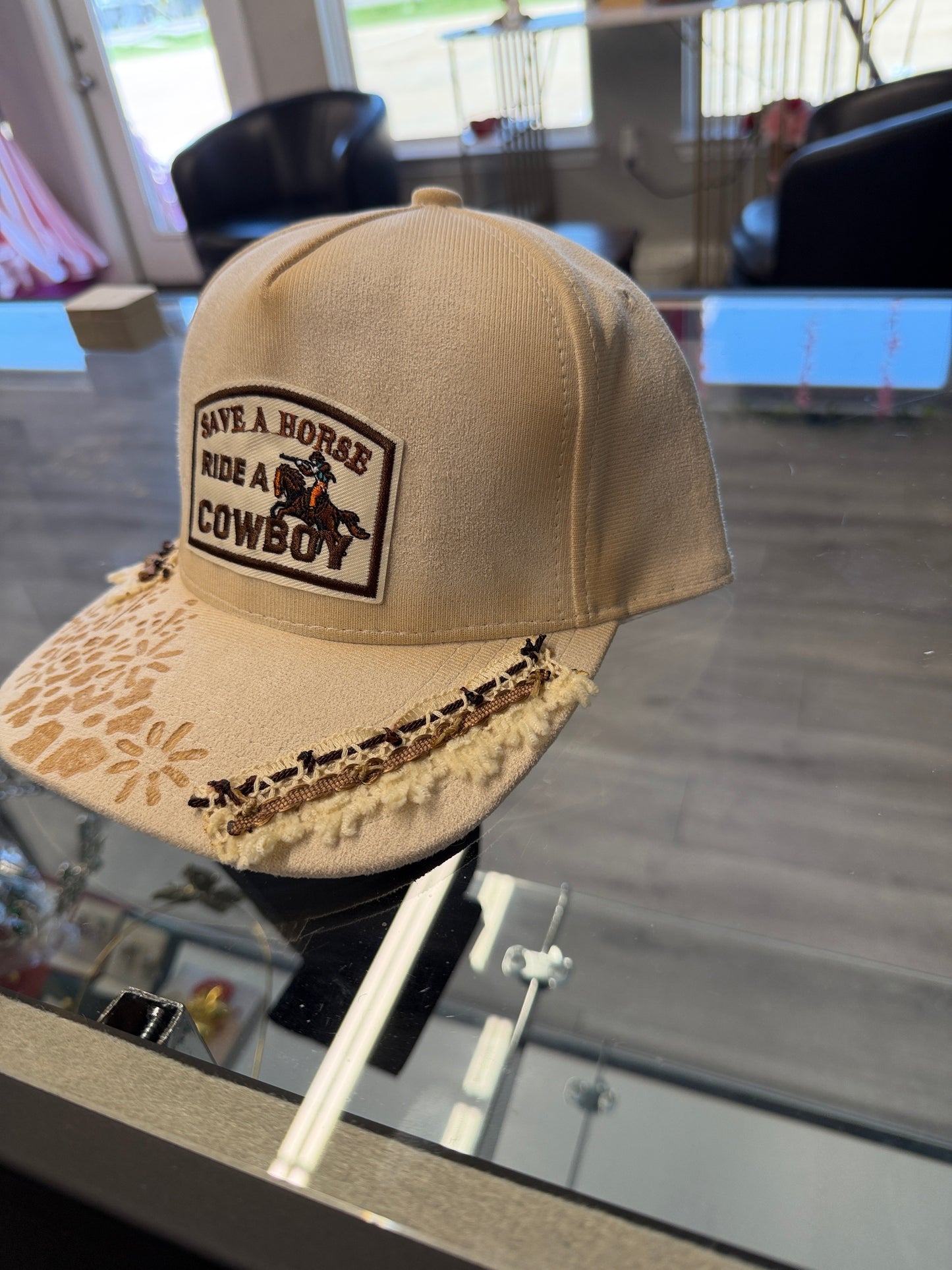 Cream western custom cap