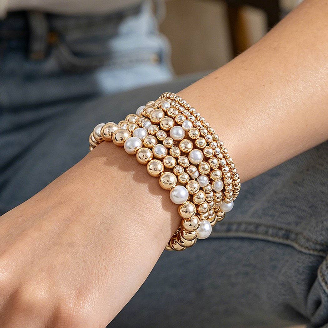 Multi Polished Beaded Bracelet Set