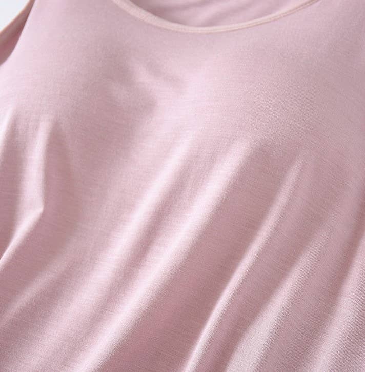 Regular basic soft flowy built-in bra tank top: Pink
