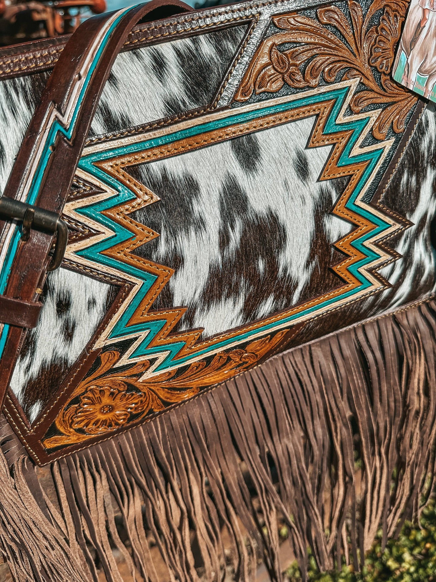 The Zigg Adjustable Cowhide Tooled Purse