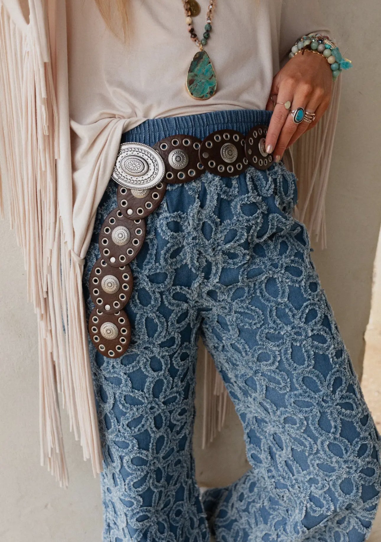 Onyx Oval Western Belt - Brown