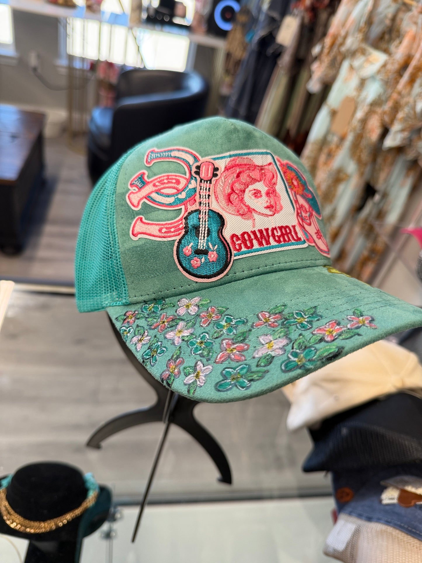 Aqua Custom Western Cap