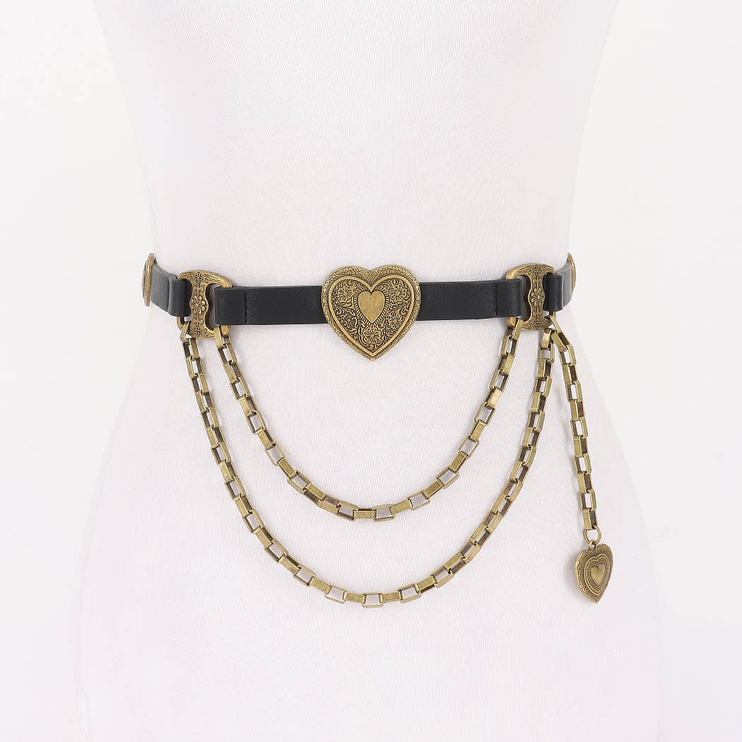Faux Leather Multi Metal Belt