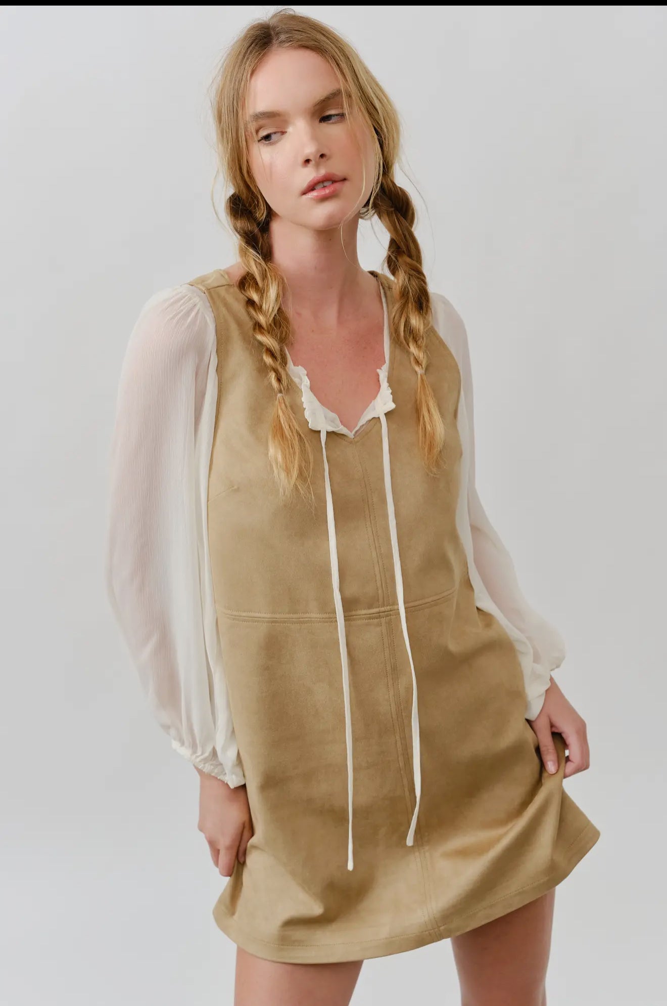 Suede Sleeveless Shift Dress