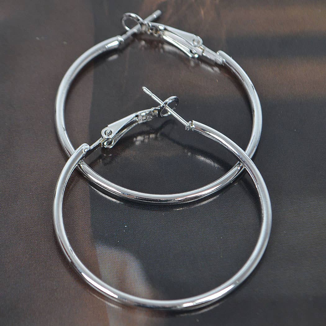 Metal 40mm Hoop Earring: Silver