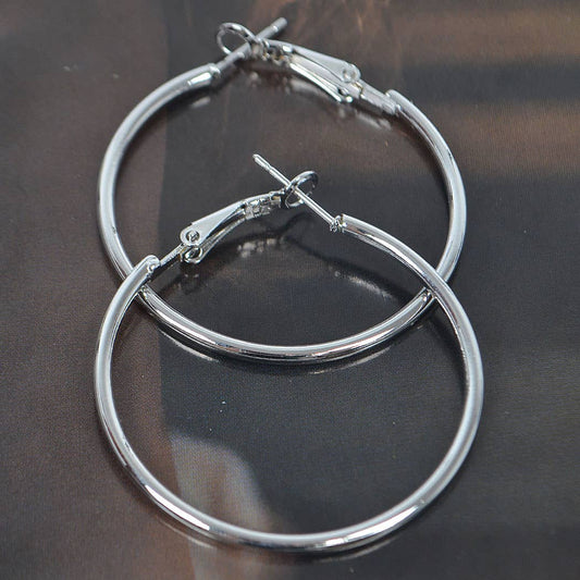 Metal 40mm Hoop Earring: Silver
