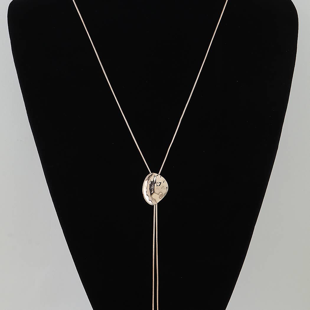 Hammered Jewel Teardrop Necklace