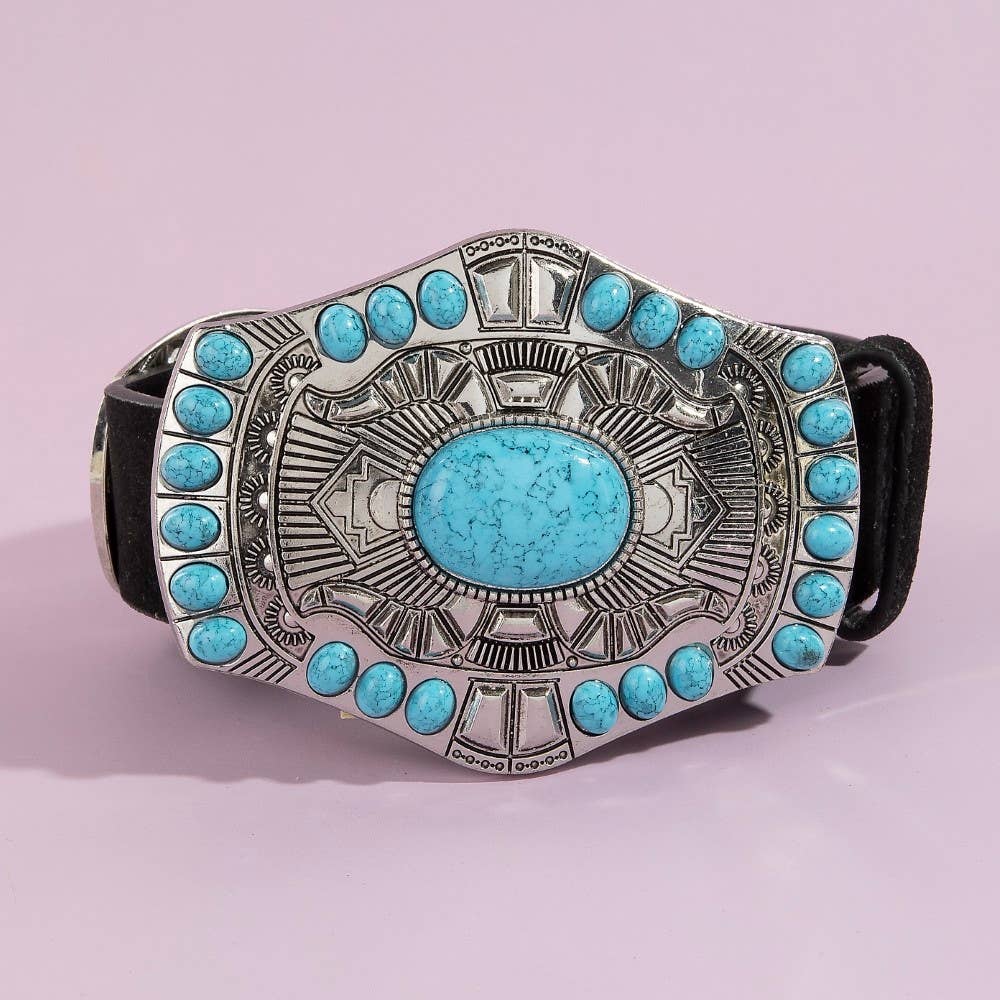 Western Turquoise Concho Buckle Belt
