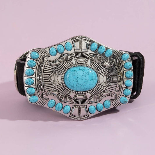 Western Turquoise Concho Buckle Belt