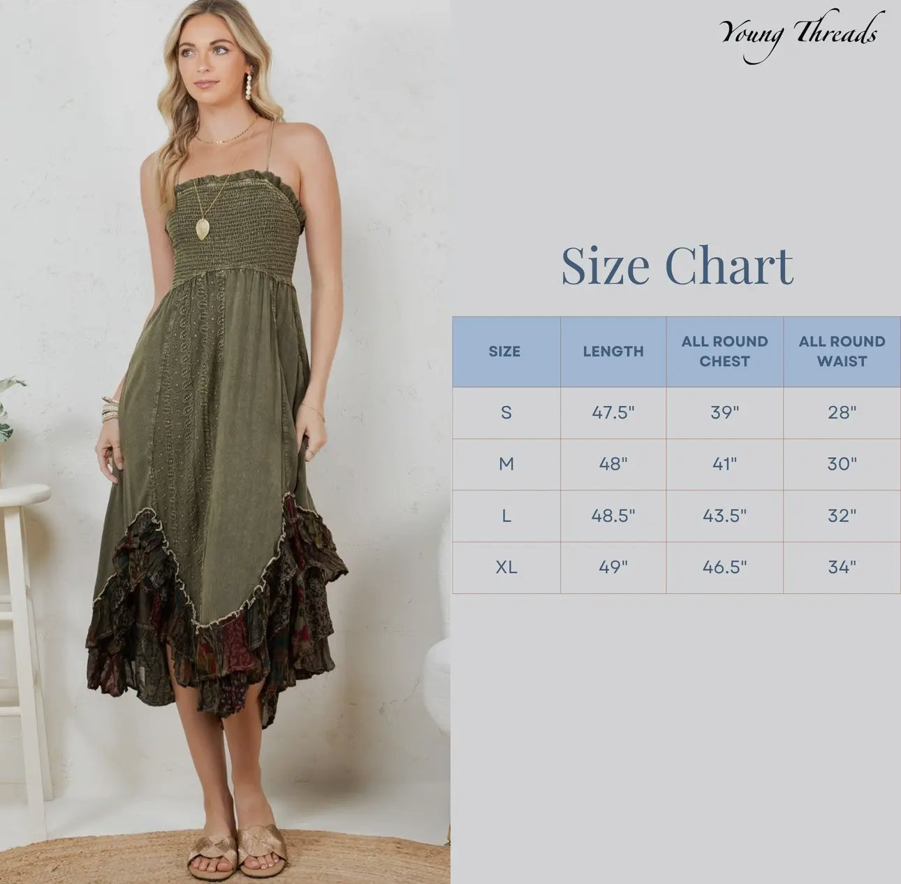 Sun-Kissed Patchwork: Smocked Bliss
Boho Mid-Length Dress