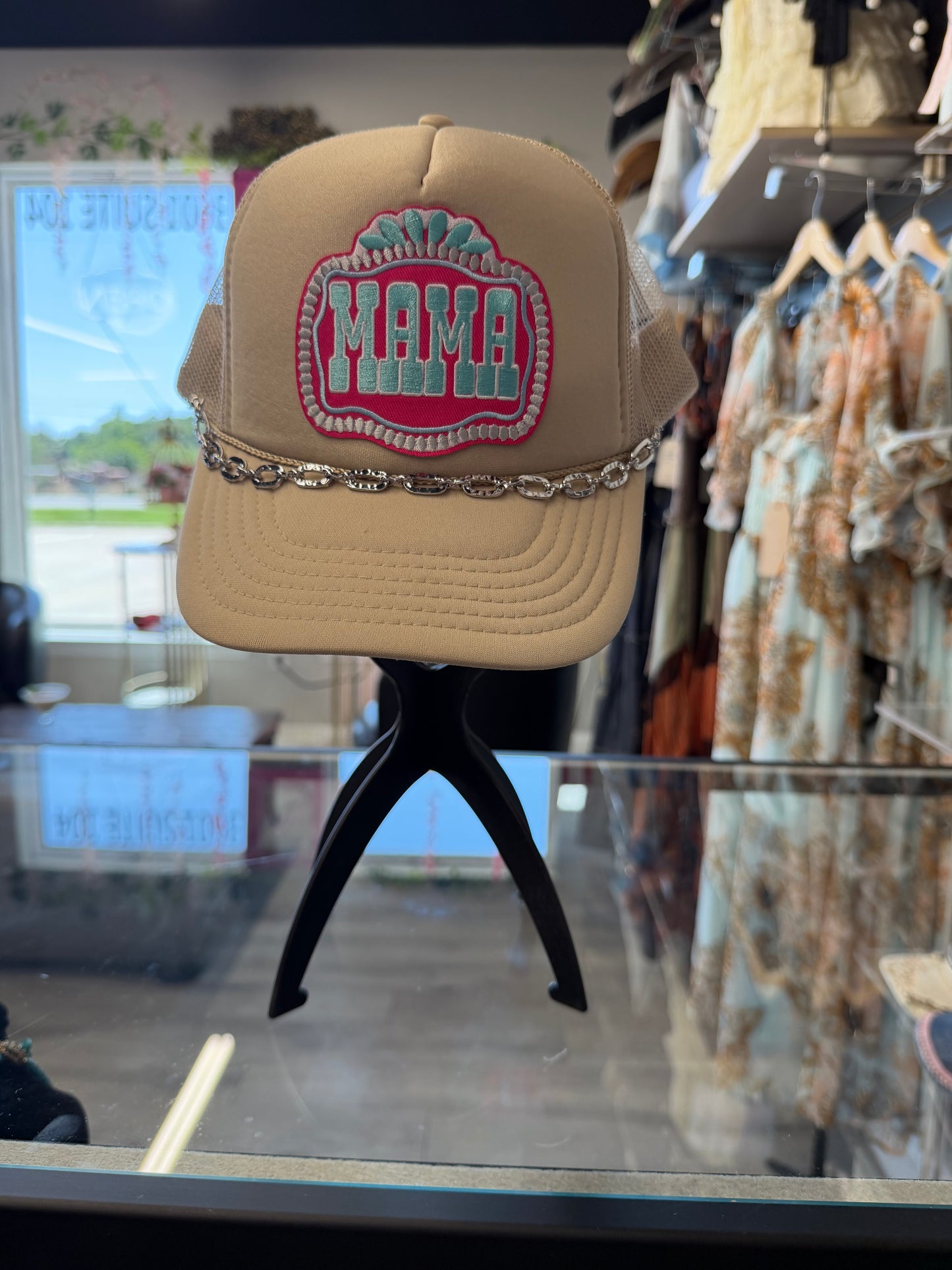 Beige custom mama cap