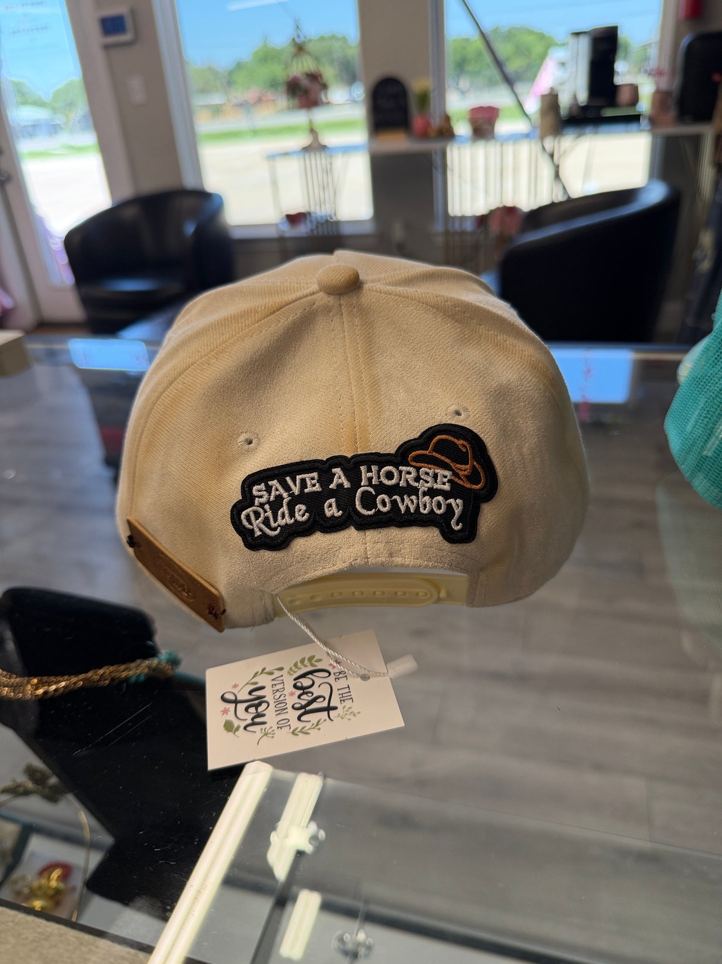 Cream western custom cap