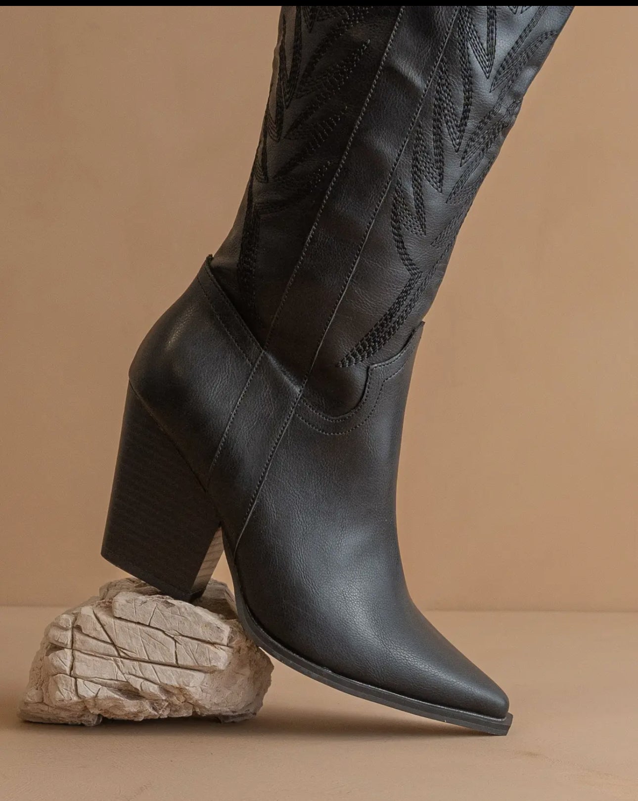 The Bronco Almond, black and  off white | Knee High Cowboy
Western Boots