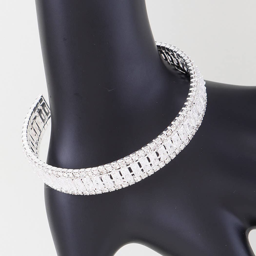 Wide Cubic Zirconia Cuff Bracelet