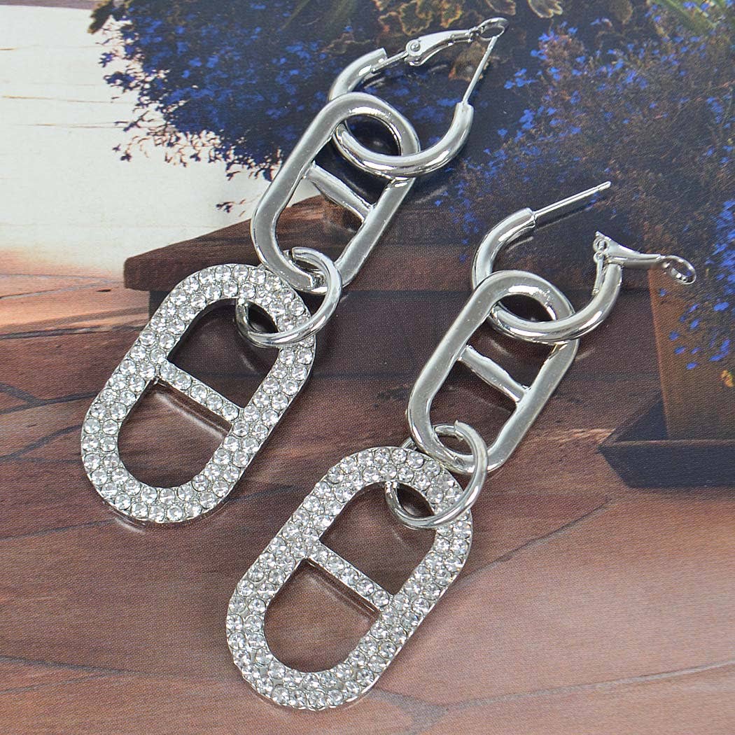 Hoop & Huggie Sparkling Rhinestone Earring