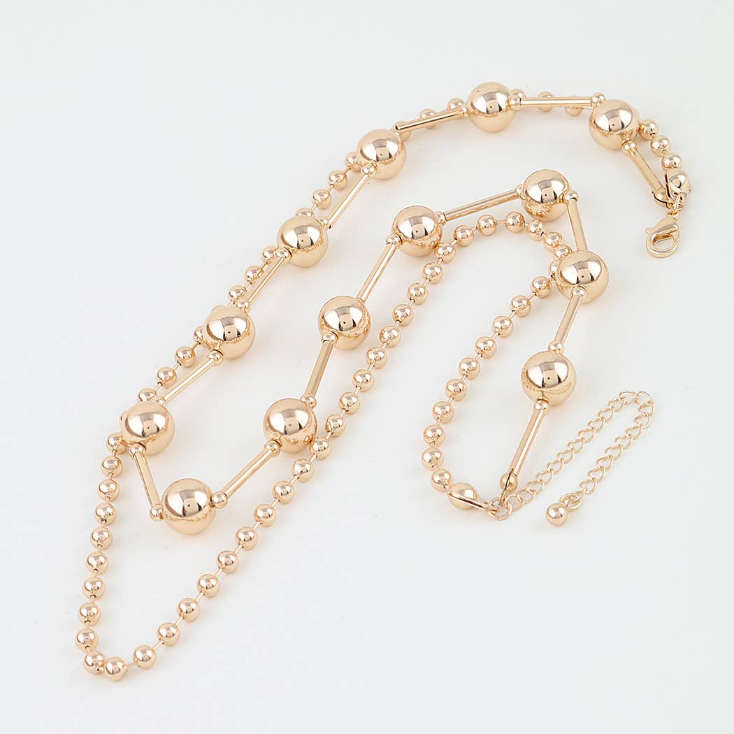 Double Polished Space Chain Necklace Set