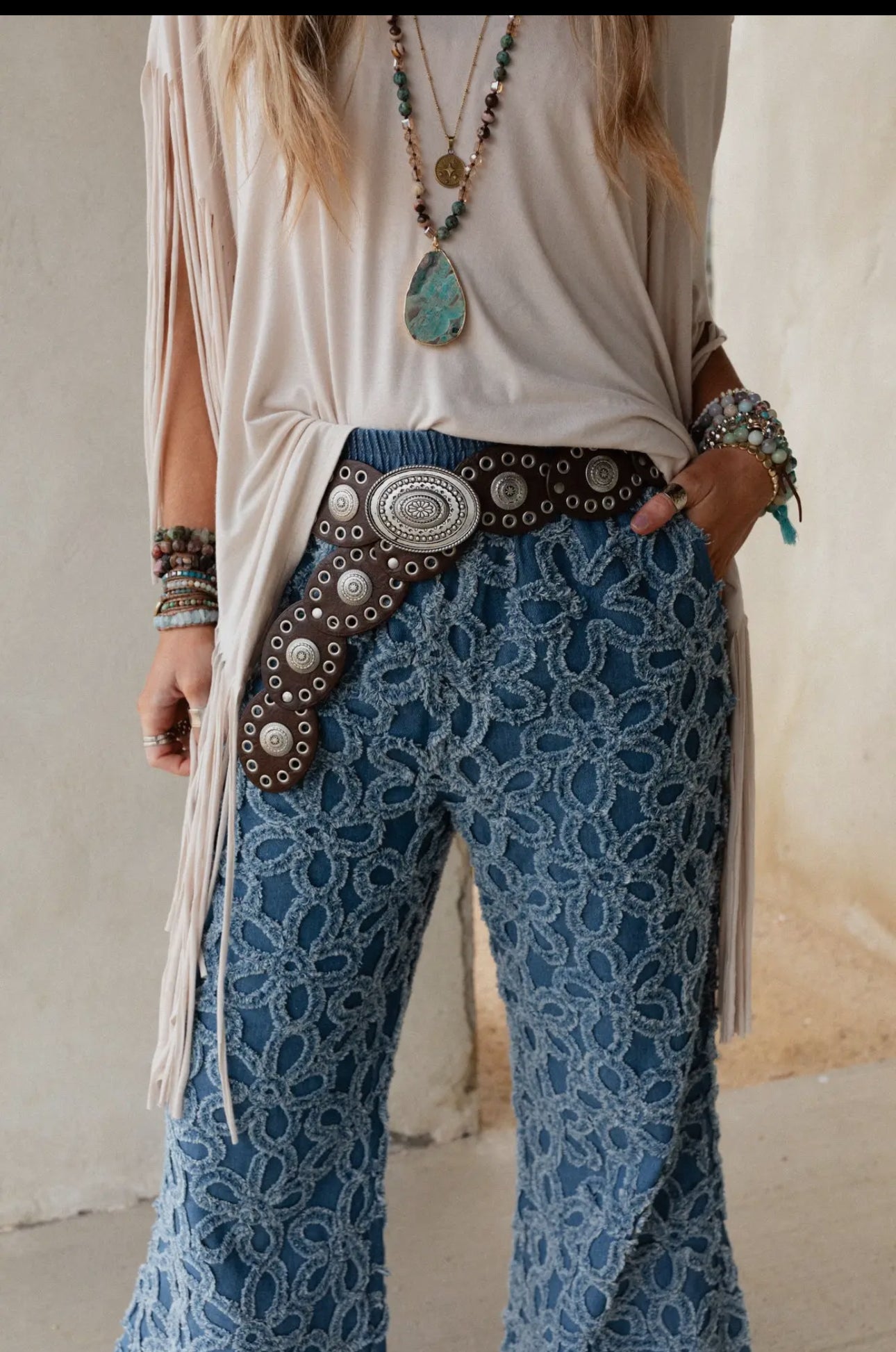 Onyx Oval Western Belt - Brown