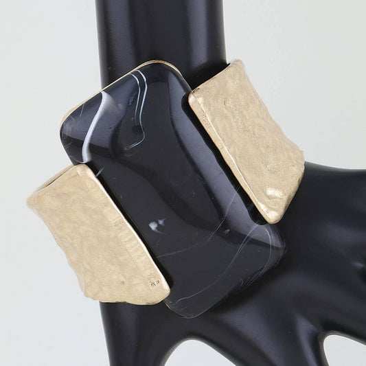 Hammered Cubic Stone Cuff Bracelet