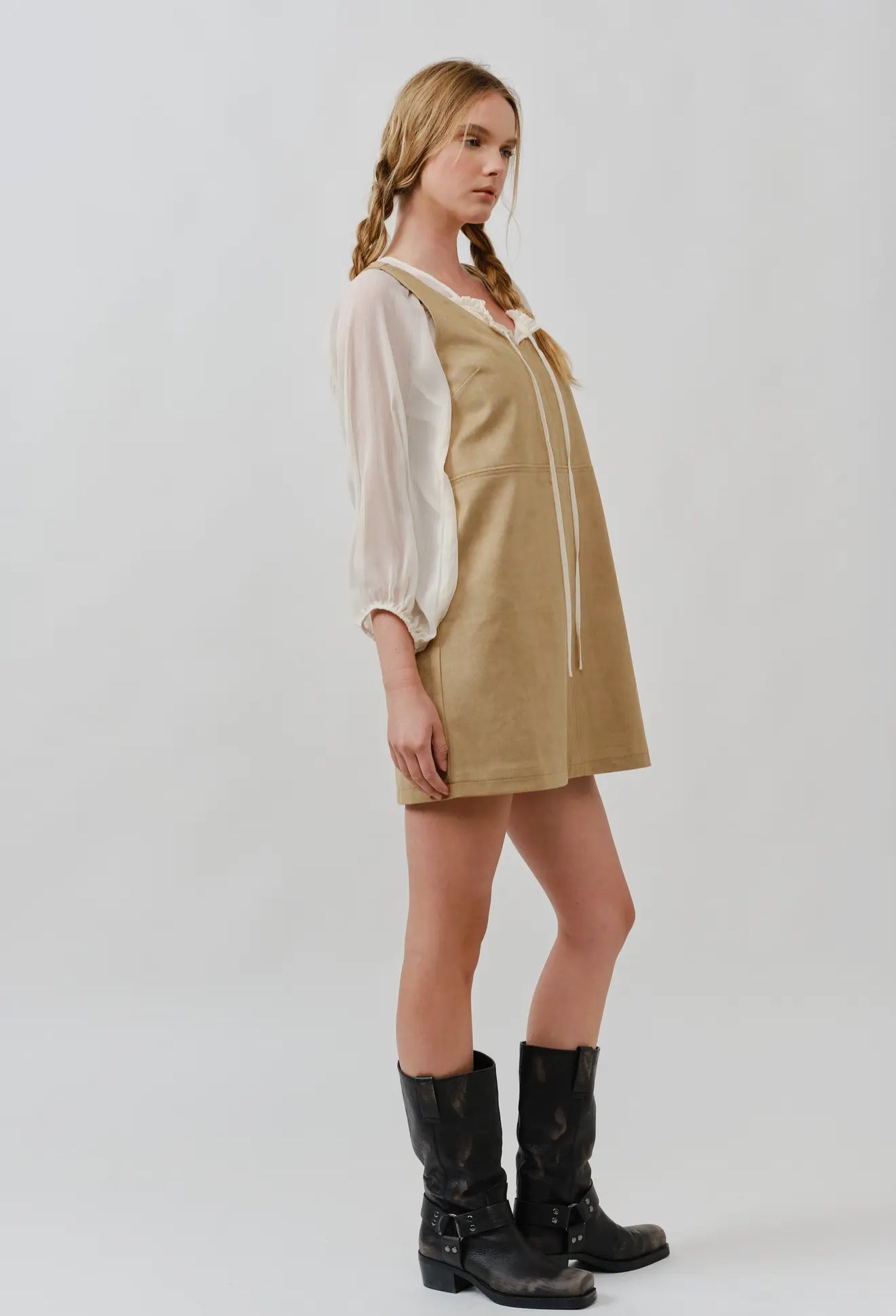 Suede Sleeveless Shift Dress