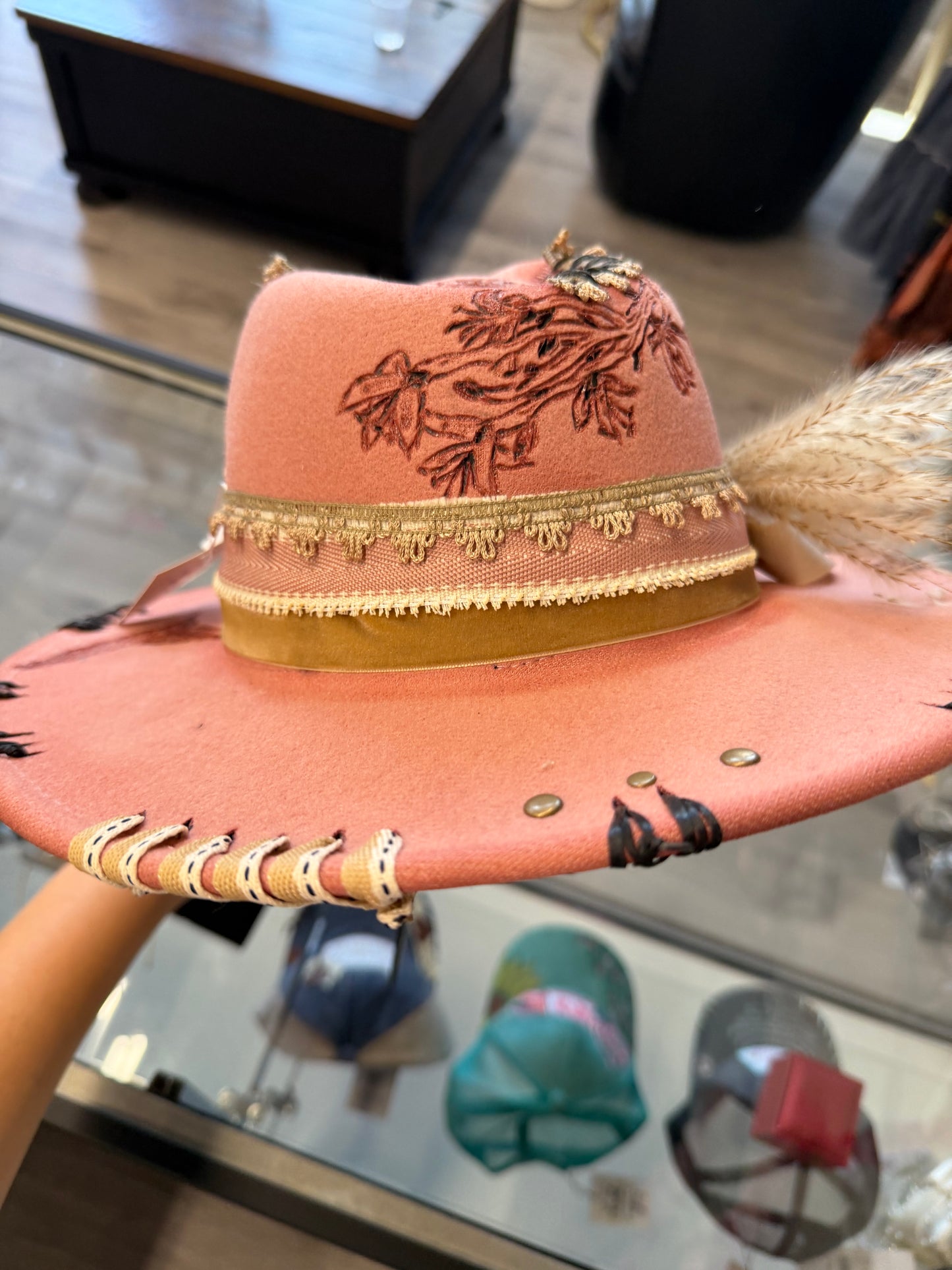 Pink custom hummingbird hat