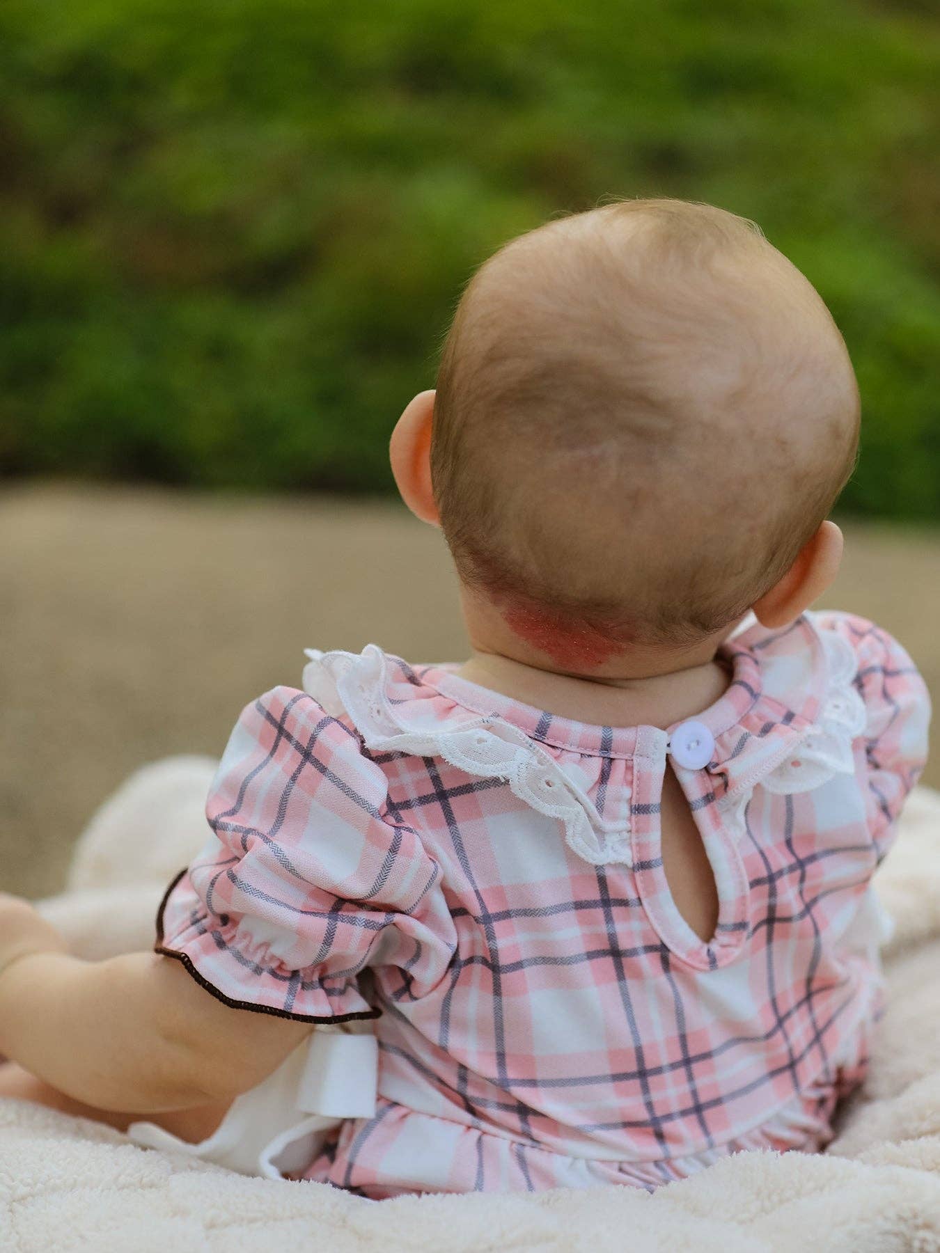 Western Horse Embroidered Smocked Plaid Baby Girl Romper