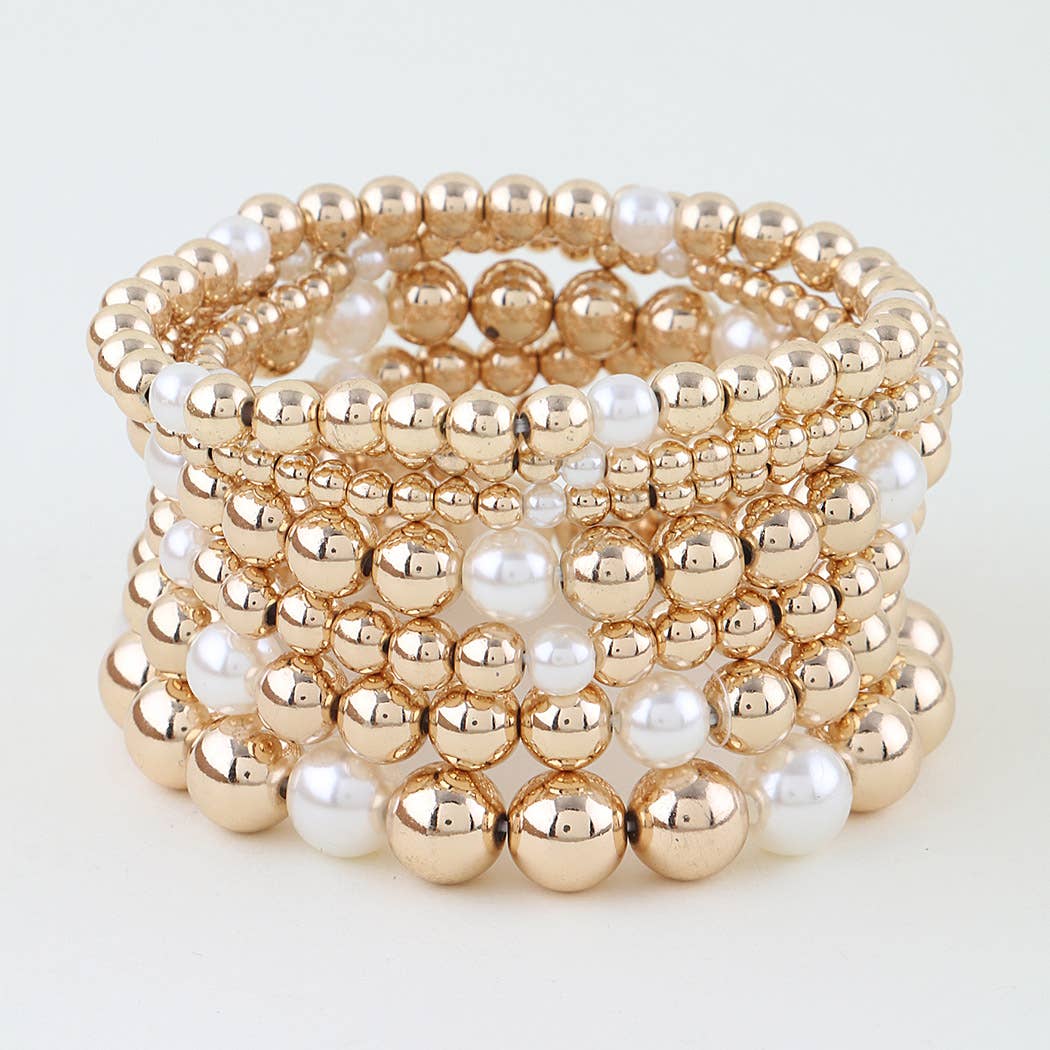 Multi Polished Beaded Bracelet Set