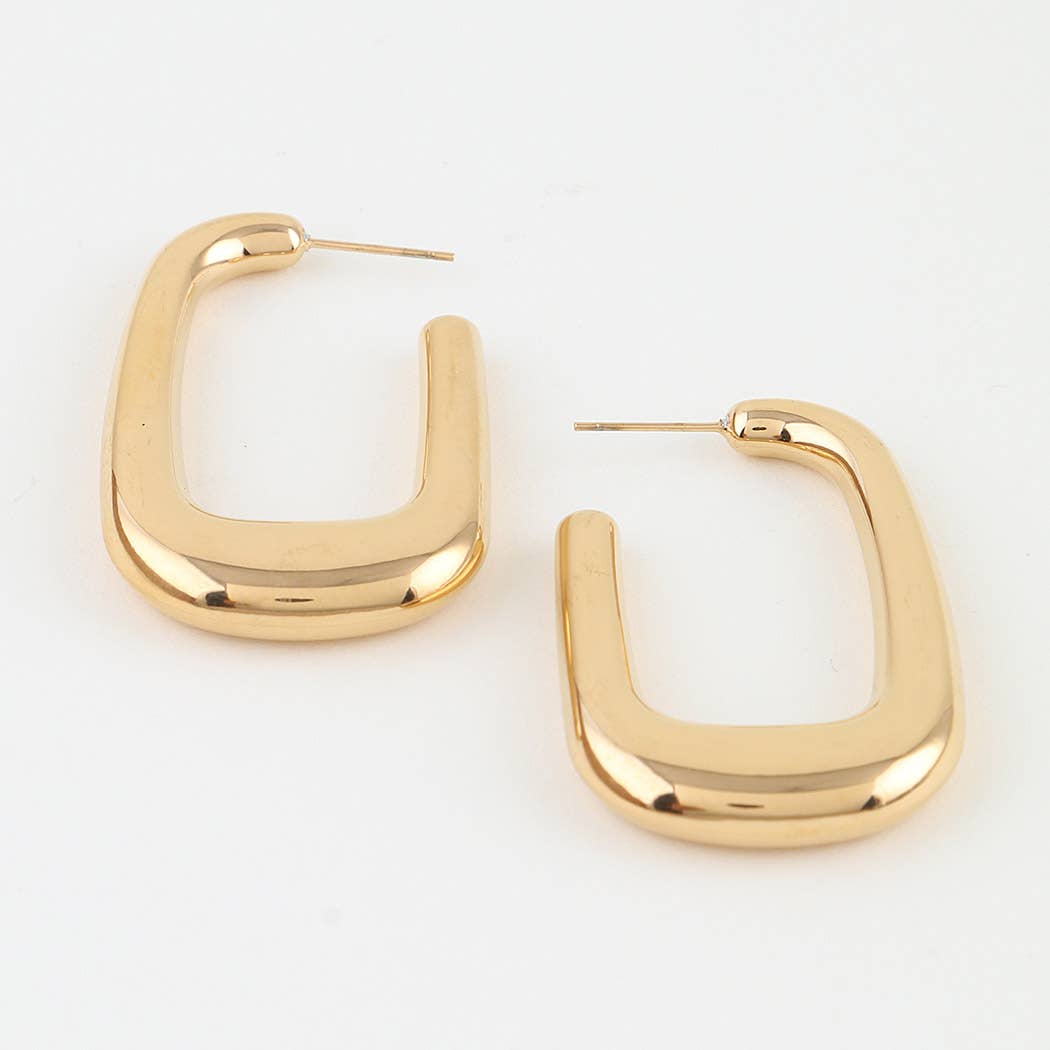 Polished Modern Cubic Hoop Earrings