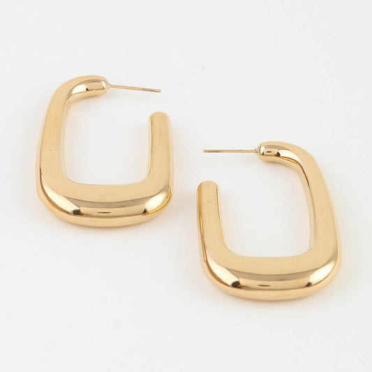 Polished Modern Cubic Hoop Earrings