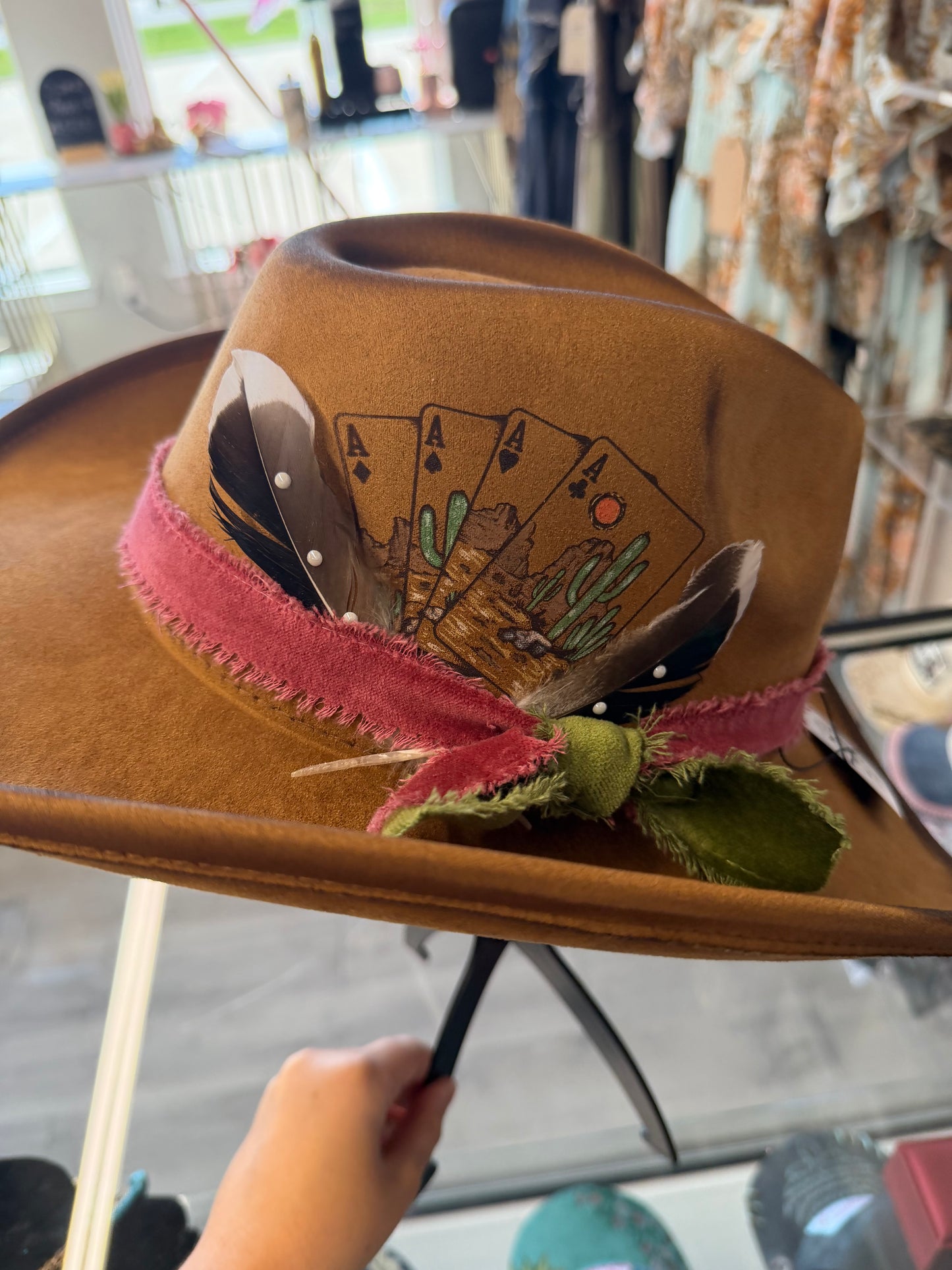 Brown custom western hat