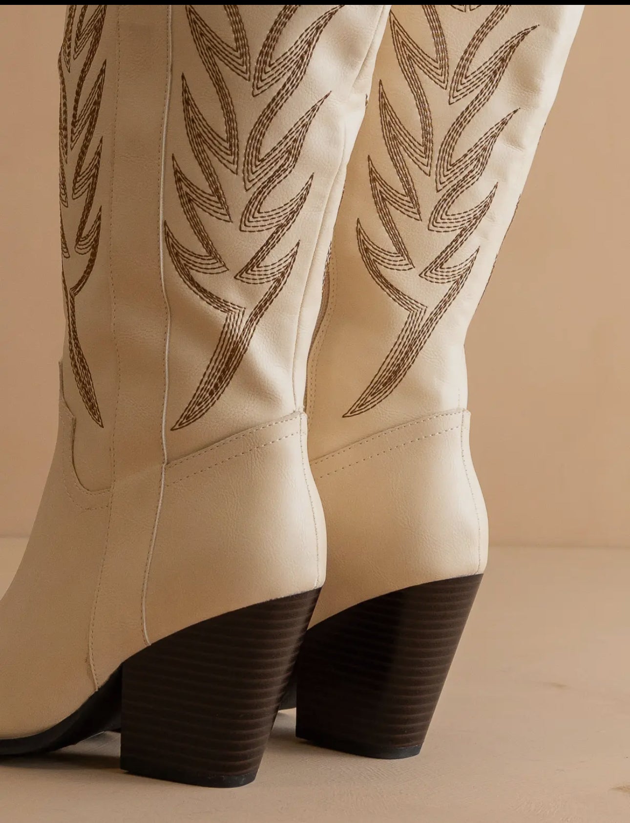 The Bronco Almond, black and  off white | Knee High Cowboy
Western Boots