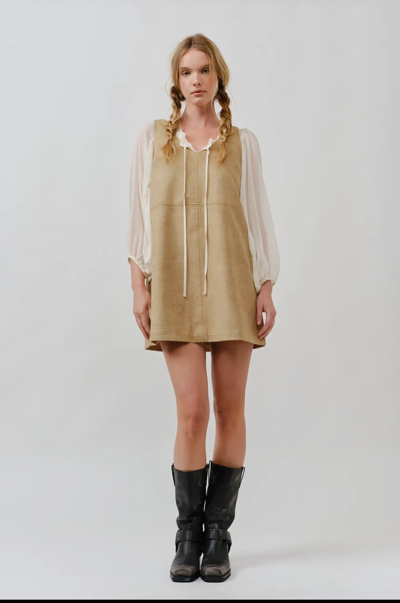 Suede Sleeveless Shift Dress