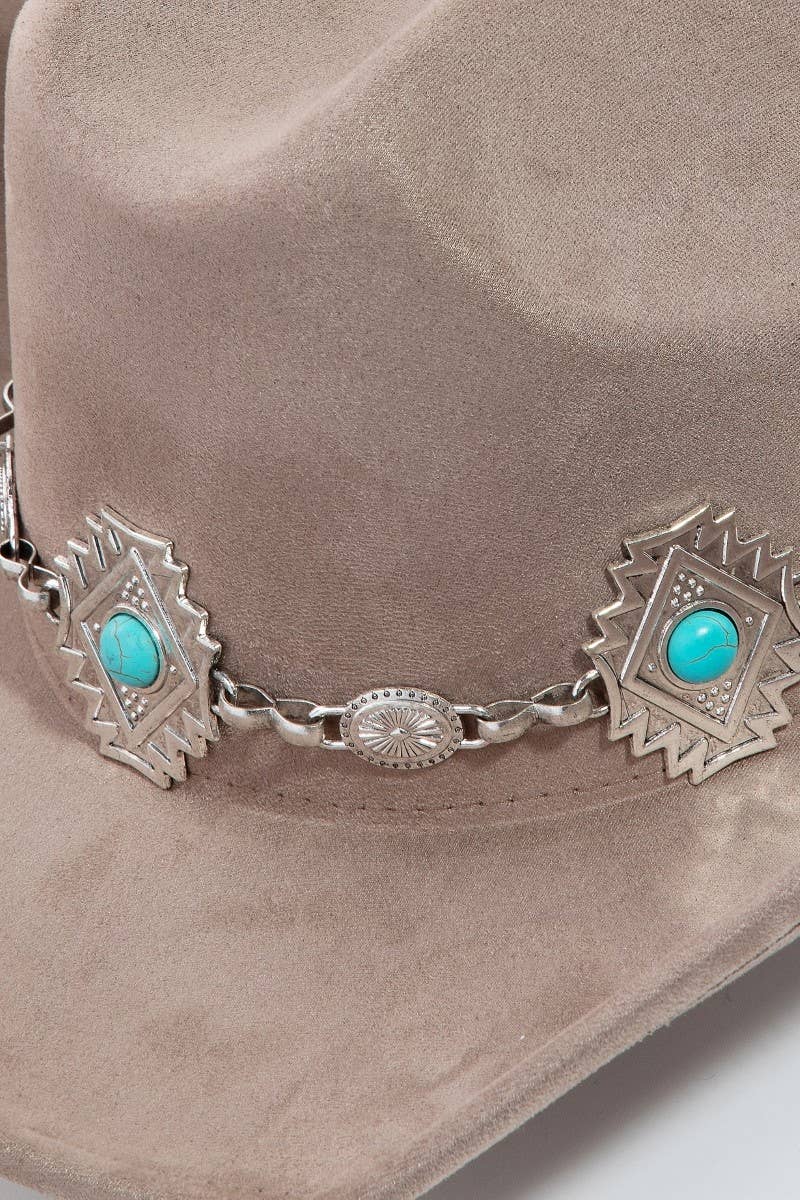 Turquoise Stud Concho Belt Western Cowboy Hat