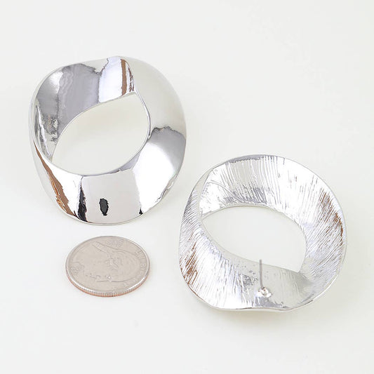 Multi Polished Twist Loop Earrings