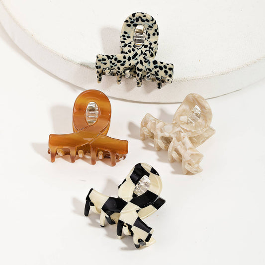 Assorted Four Piece Jaw Hair Clip Set: MULTI