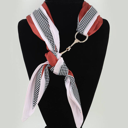Luxury Checker Toggle Scarf Necklace: BR
