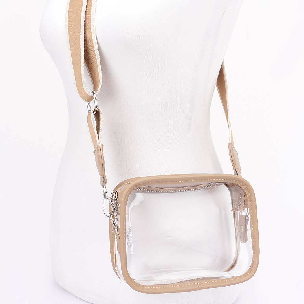 Transparent Camera Bag w/ Wide Strap: Tan