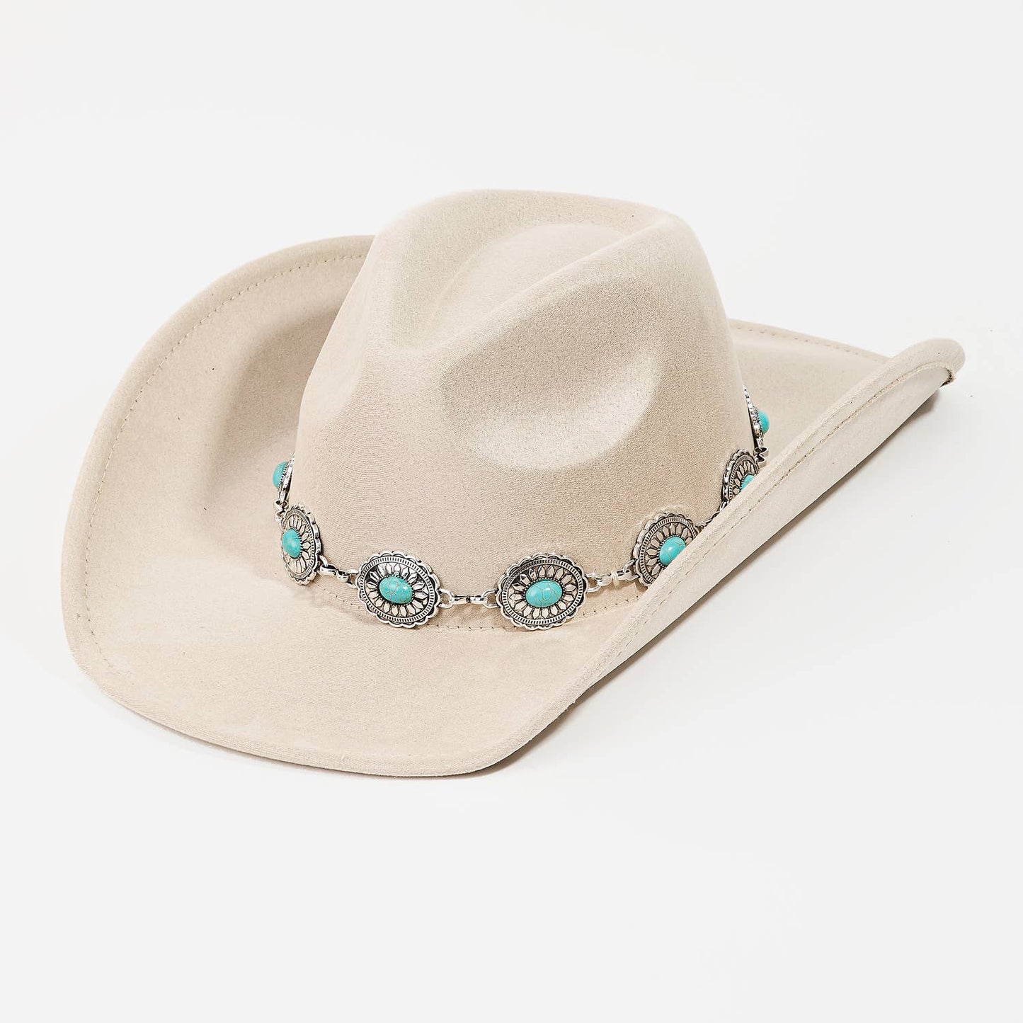 Turquoise Oval Stone Strap Western Cowboy Hat