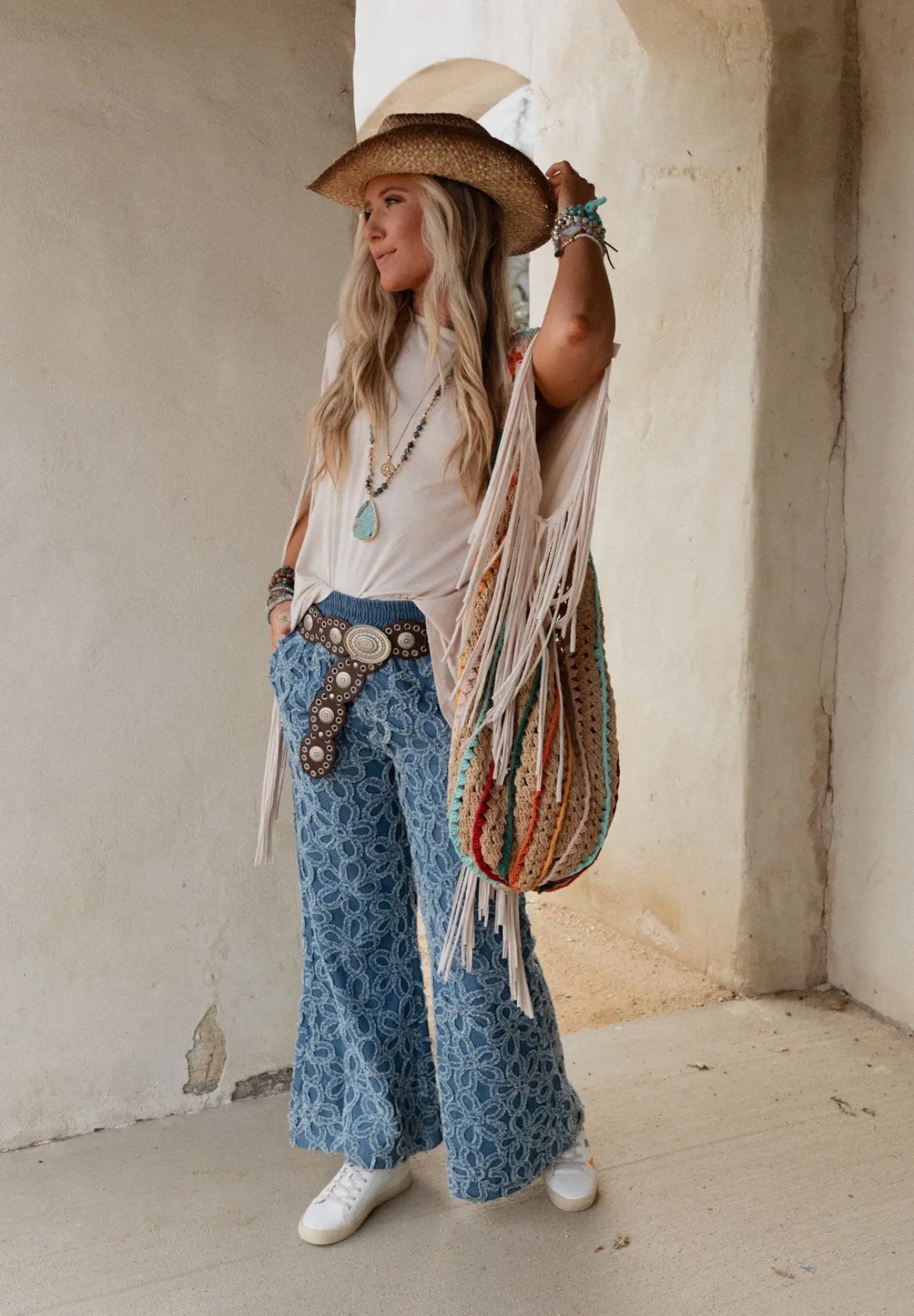 Onyx Oval Western Belt - Brown