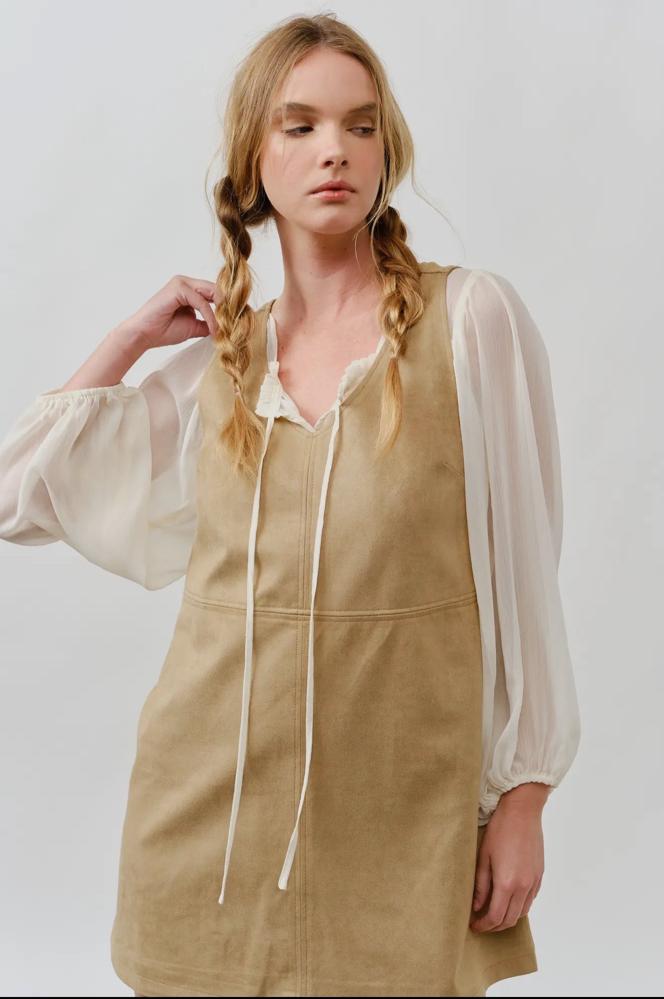 Suede Sleeveless Shift Dress