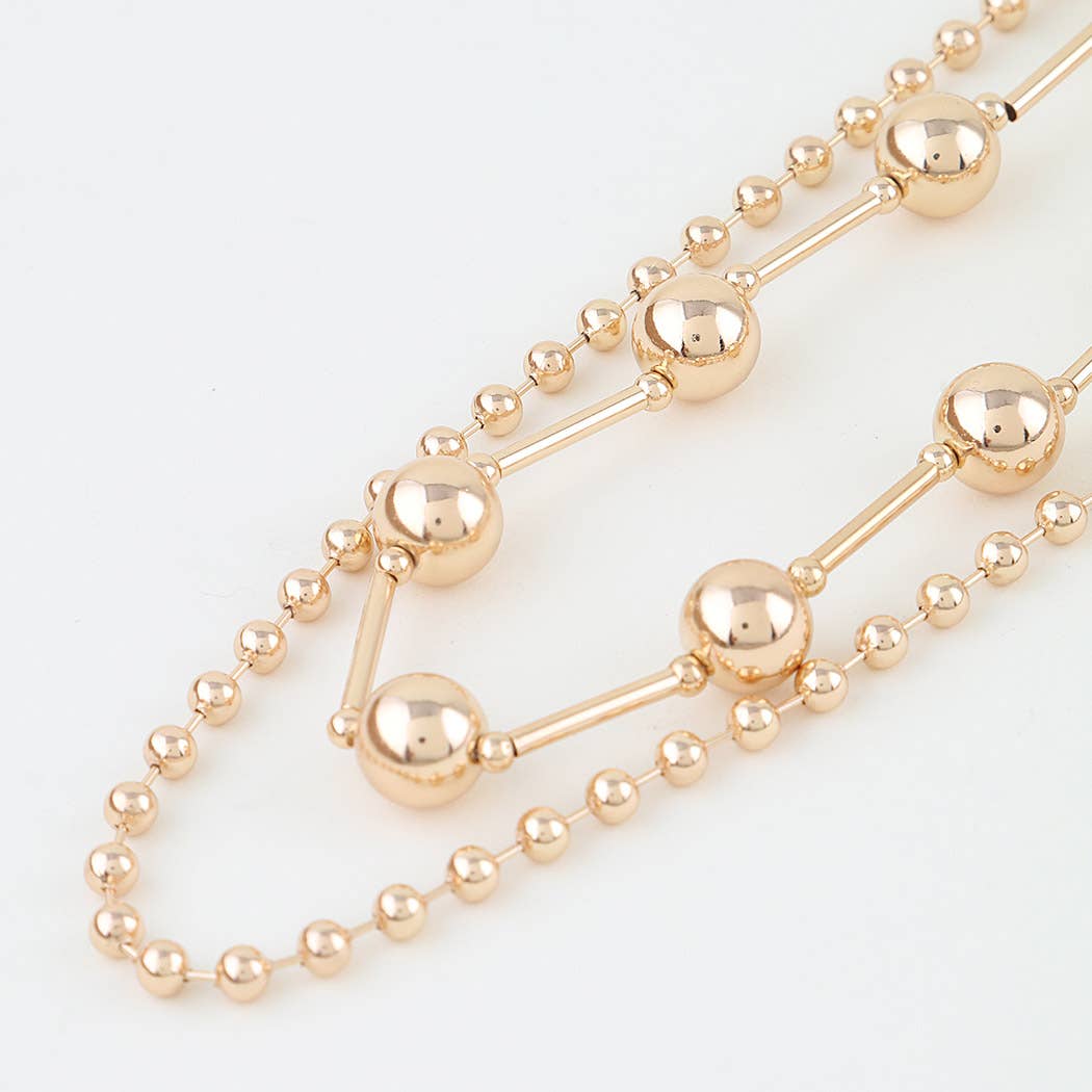Double Polished Space Chain Necklace Set