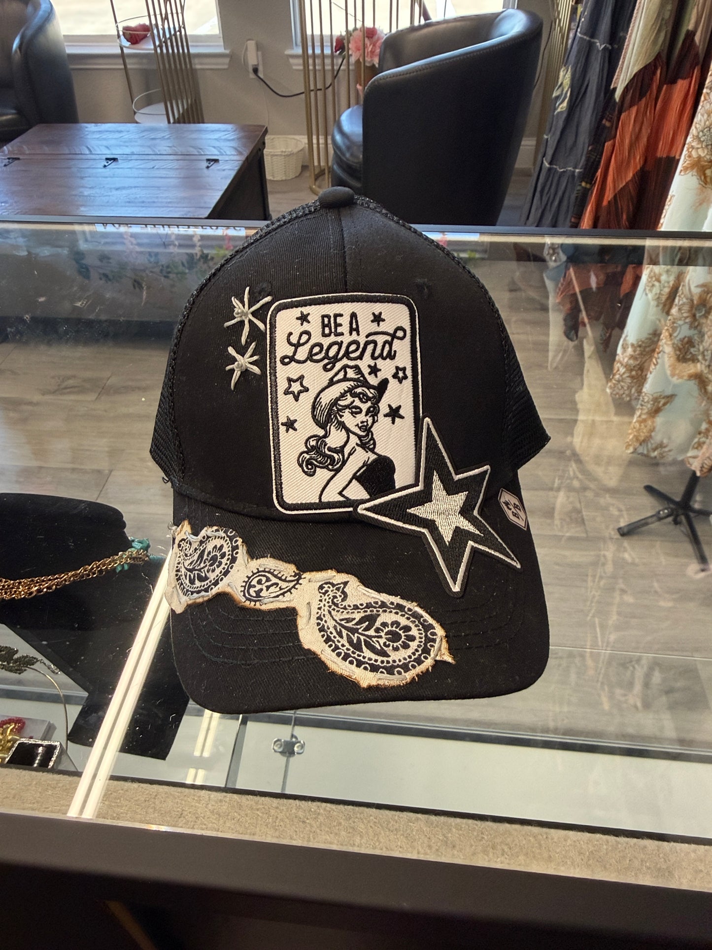 Black custom western cap