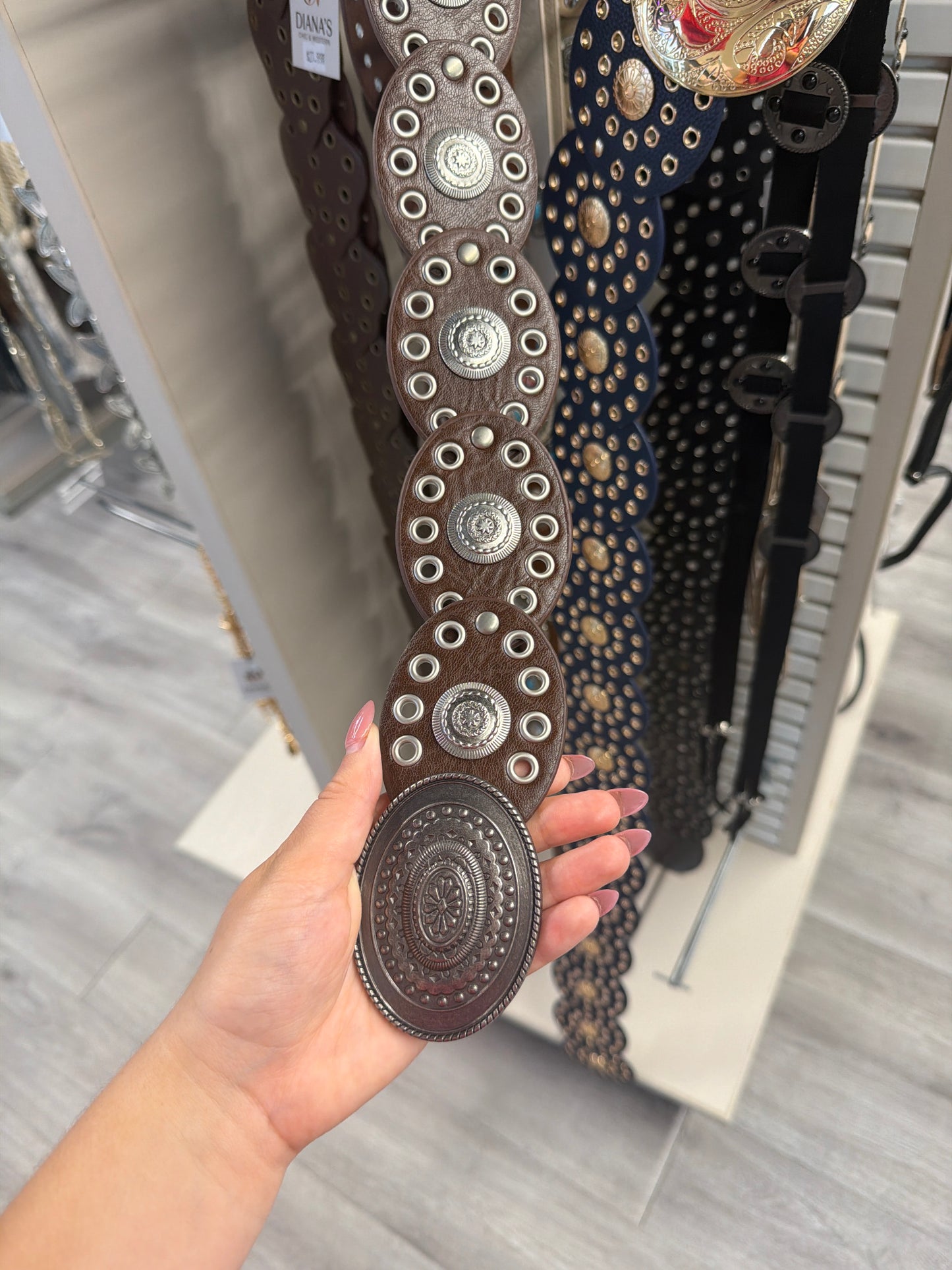 Large Ornate Western Oval Disc Belt