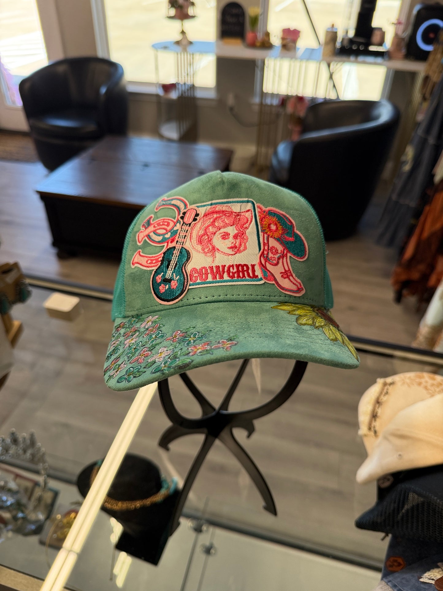 Aqua Custom Western Cap
